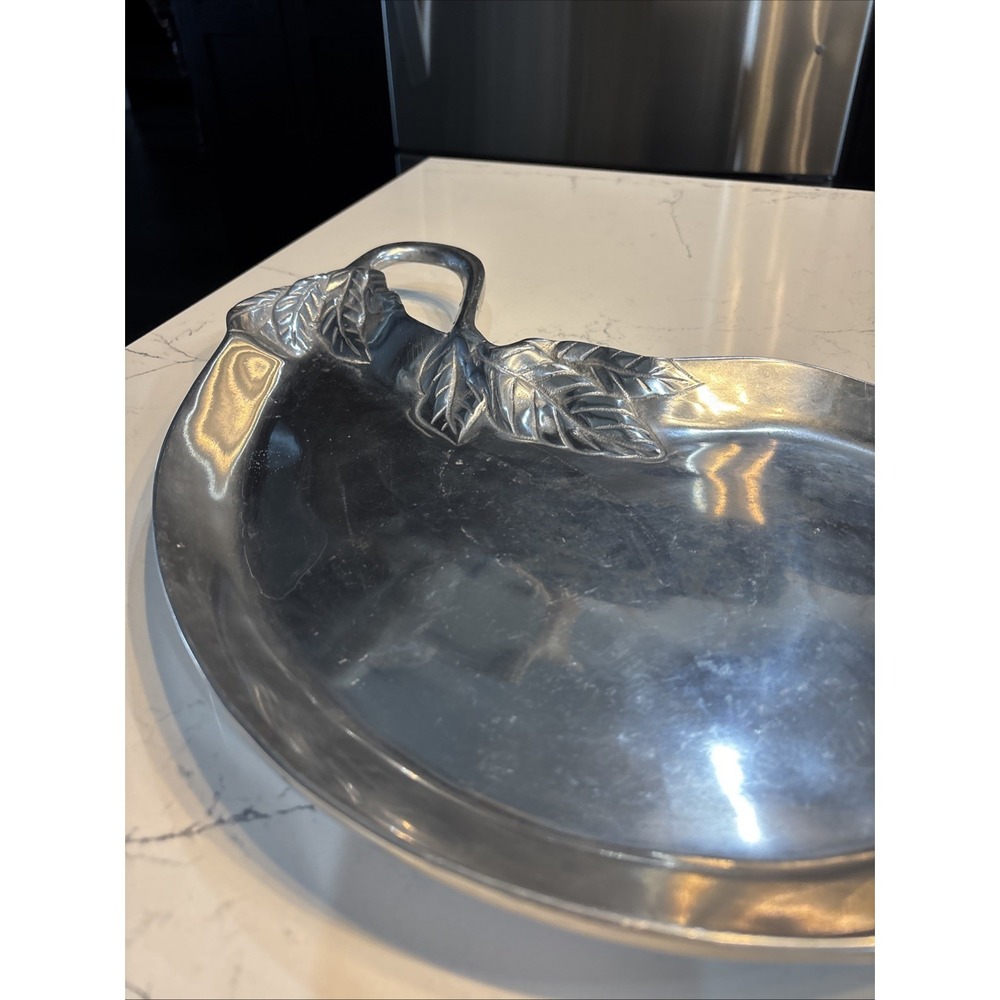 Vintage EUROCRAFT, INC Silver Plate 16X11 Pattern Oval Platter Tray Leaves Heavy - Picture 8 of 8